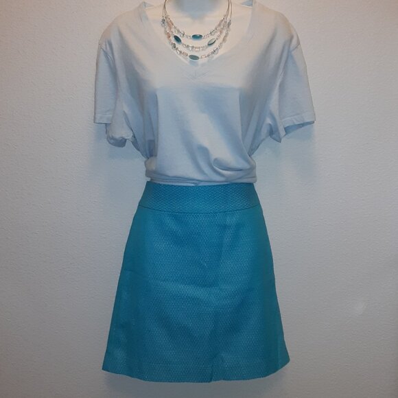 Banana Republic * Aqua Linen Skirt * Sz 2 * 29 1/2" Waist * Lined * - Picture 5 of 11